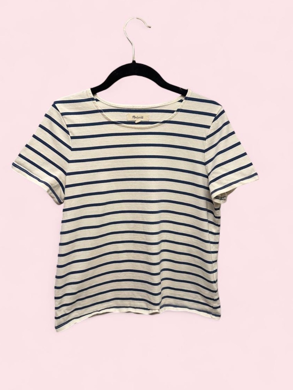 Madewell Cream & Navy Striped Short Sleeve Tee (Preloved)